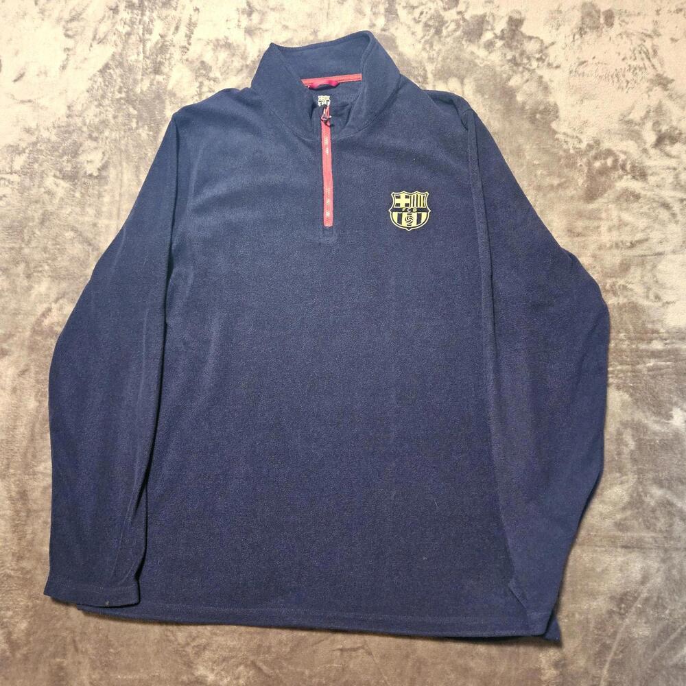 FC Barcelona Mens XL Navy 1/4 Zip Fleece Official Soccer Futbol #soccer